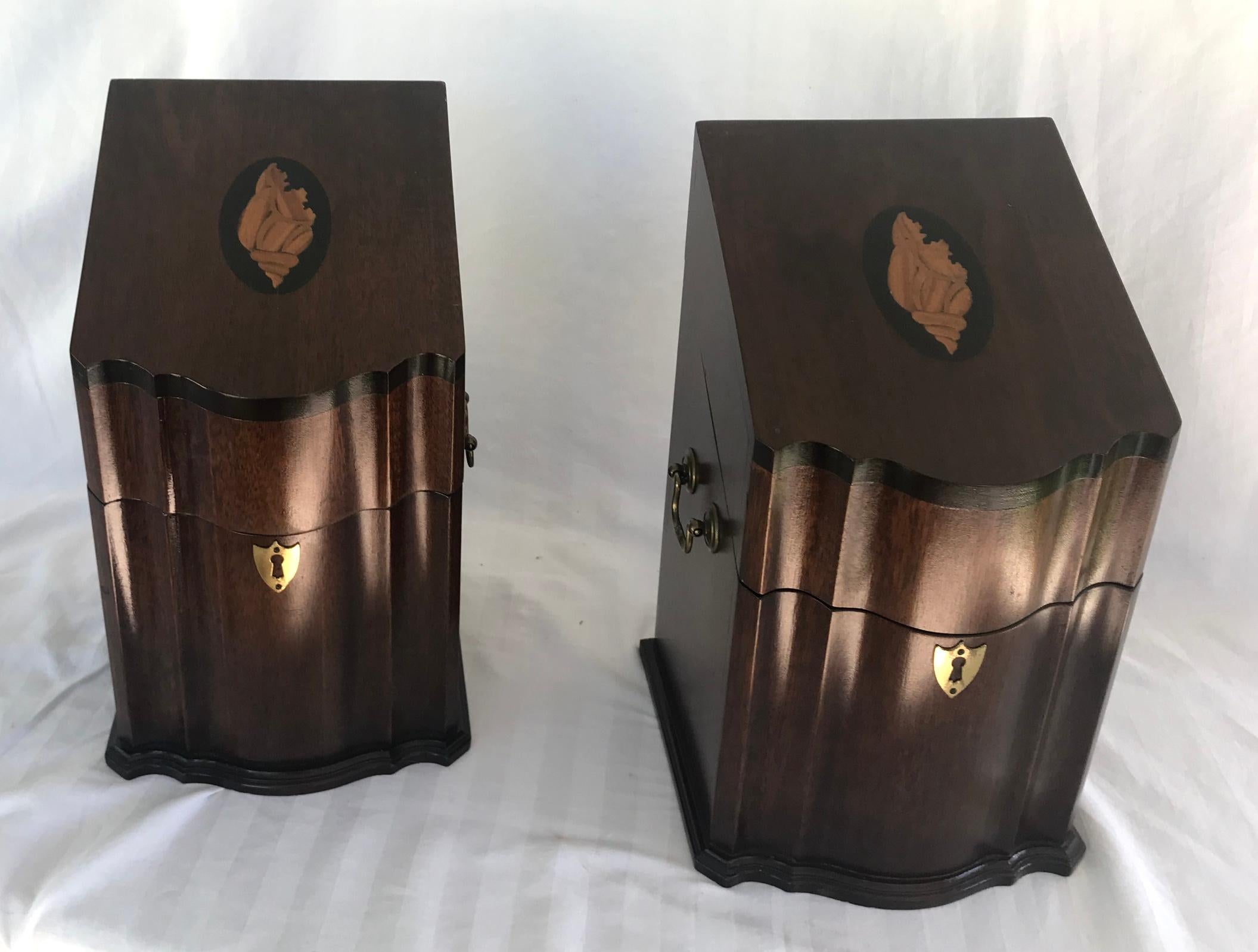 19th Century Pair of Antique English Mahogany Knife Cutlery Boxes