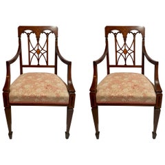 Pair of Antique English Mahogany Sheraton Armchairs