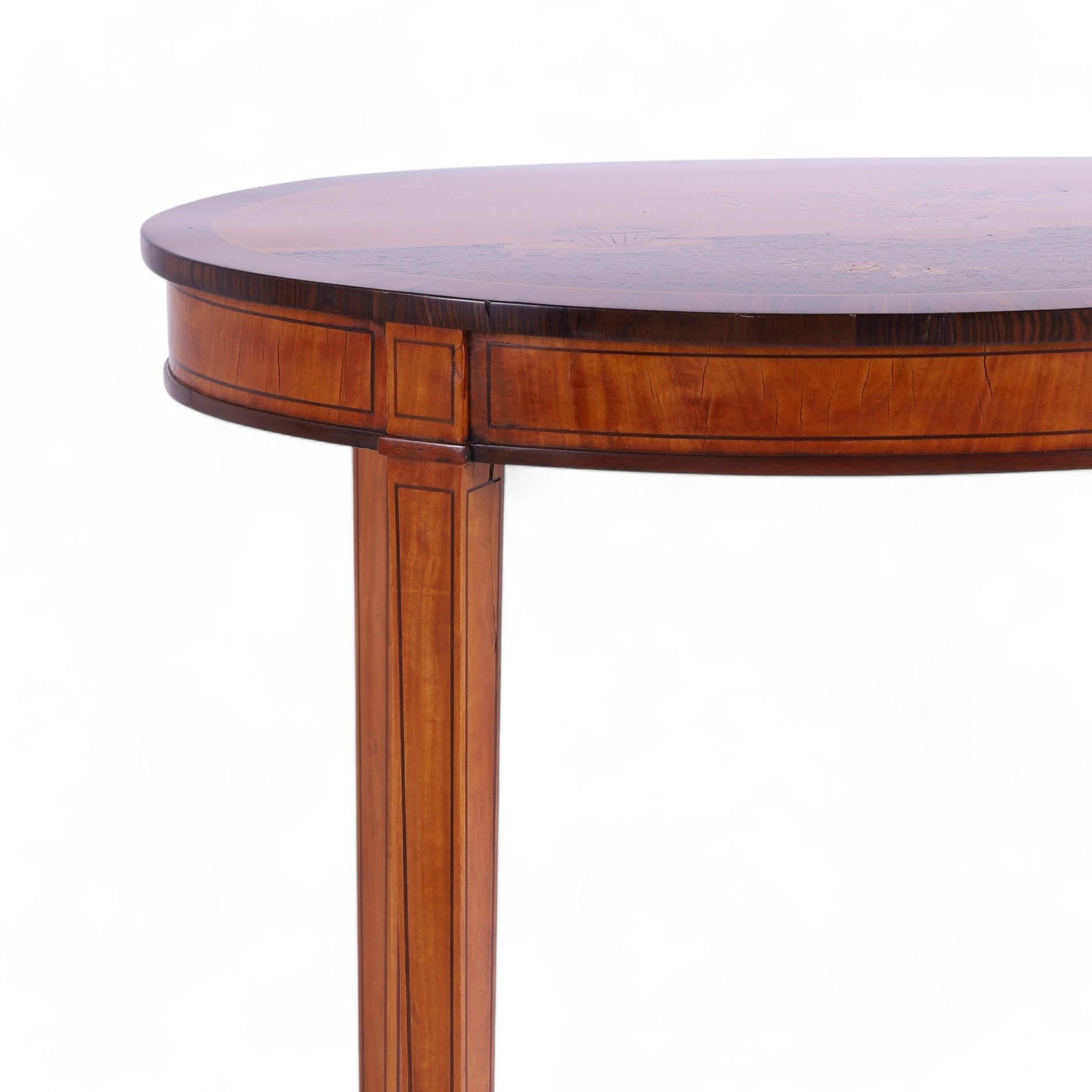 Pair of Antique English Neoclassic Stands or Tables with Inlaid Chinoiserie For Sale 4