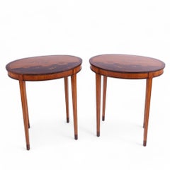 Pair of Antique English Neoclassic Stands or Tables with Inlaid Chinoiserie
