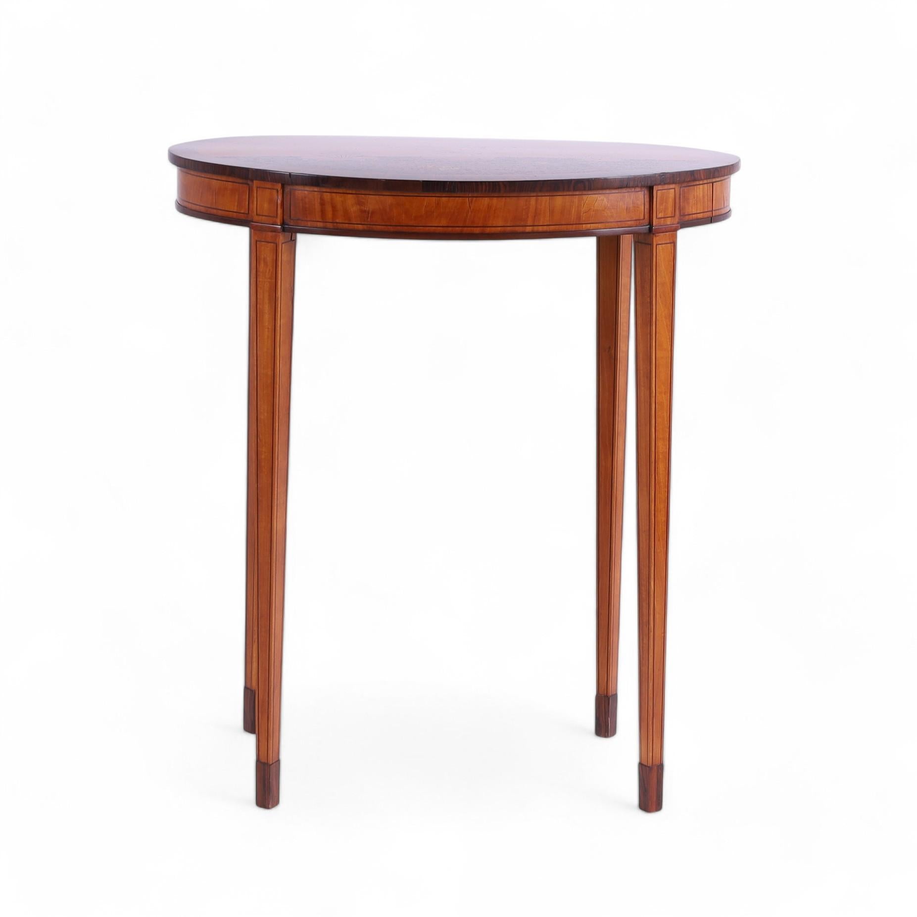 Pair of Antique English Neoclassic Stands or Tables with Inlaid Chinoiserie In Good Condition For Sale In Palm Beach, FL