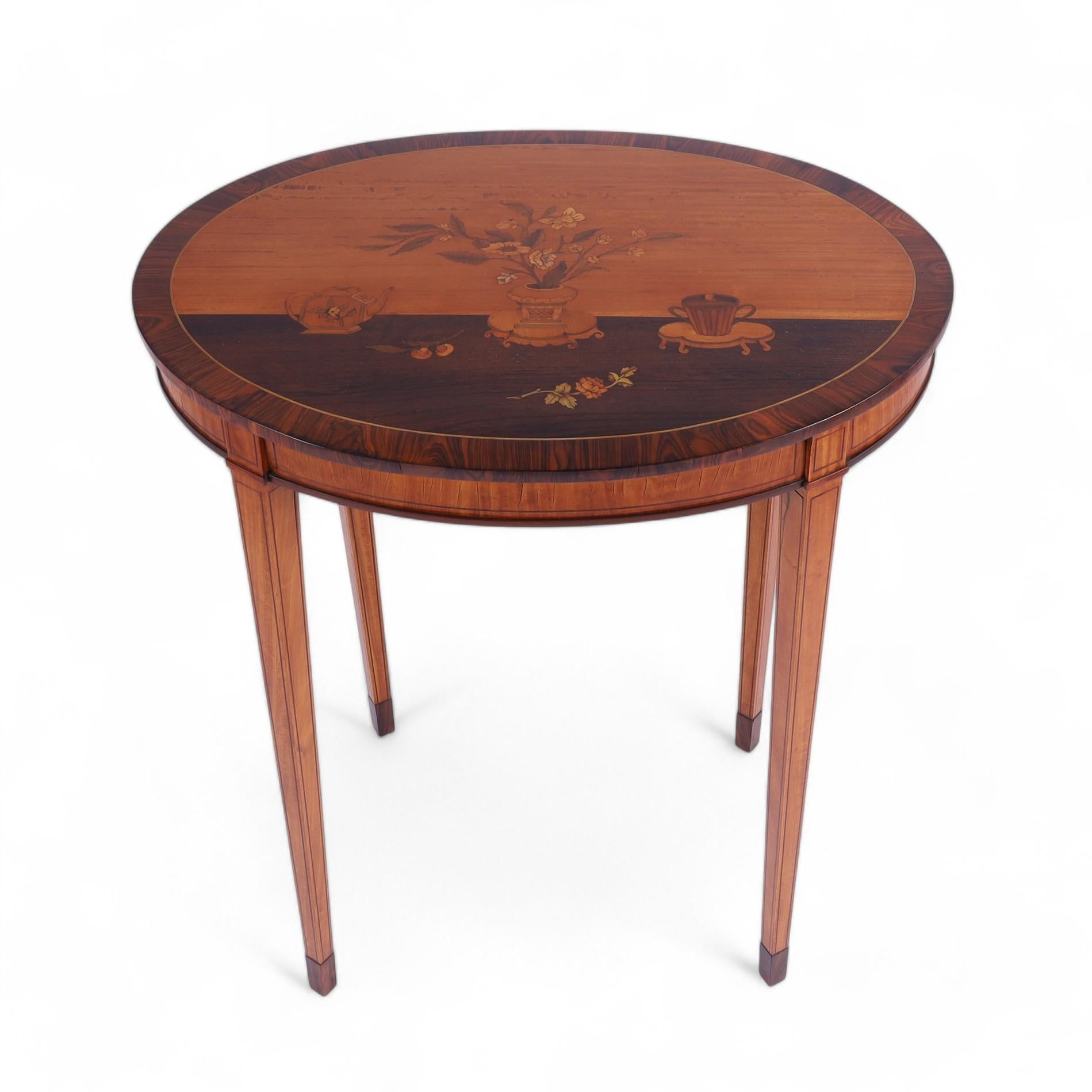 20th Century Pair of Antique English Neoclassic Stands or Tables with Inlaid Chinoiserie For Sale