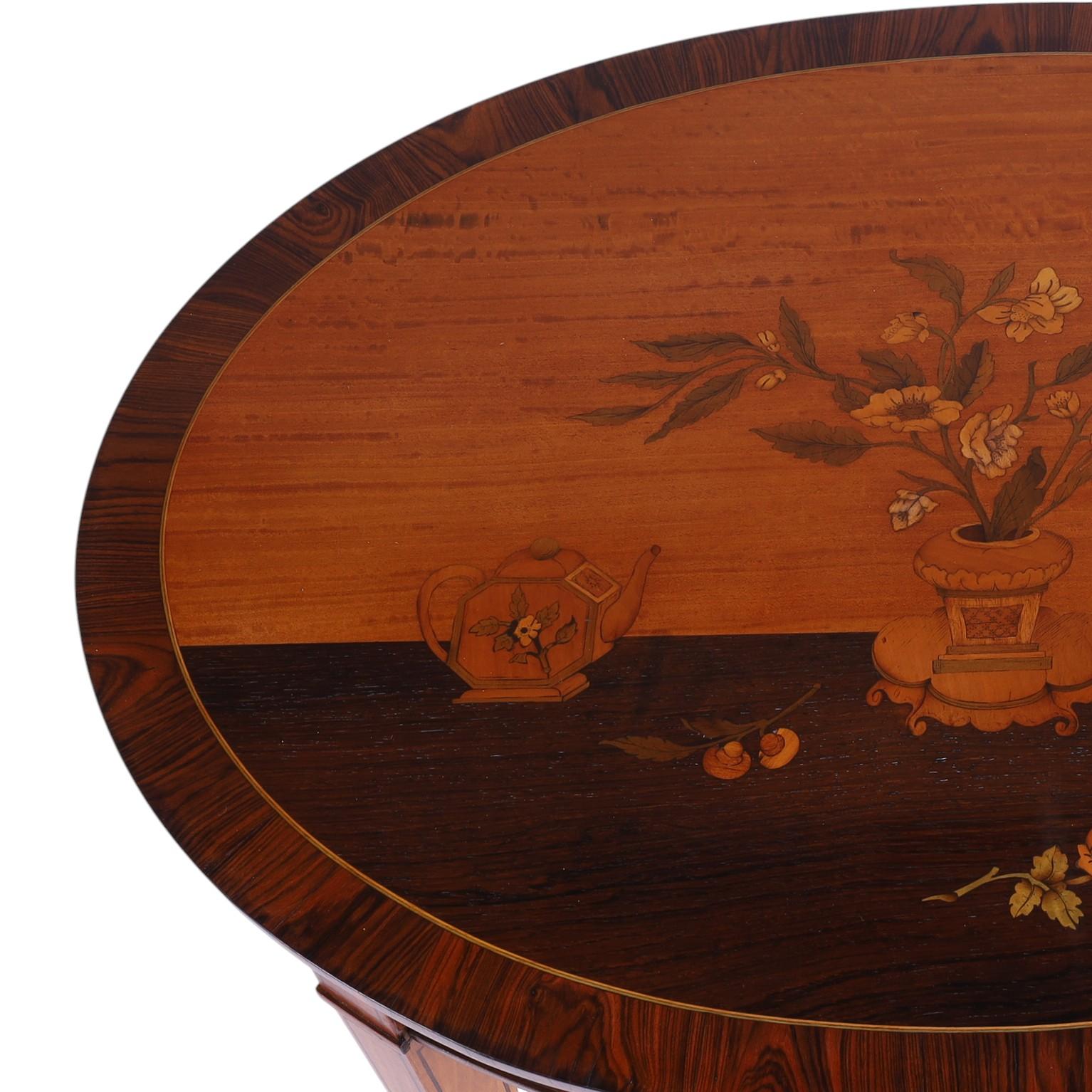 Mahogany Pair of Antique English Neoclassic Stands or Tables with Inlaid Chinoiserie For Sale