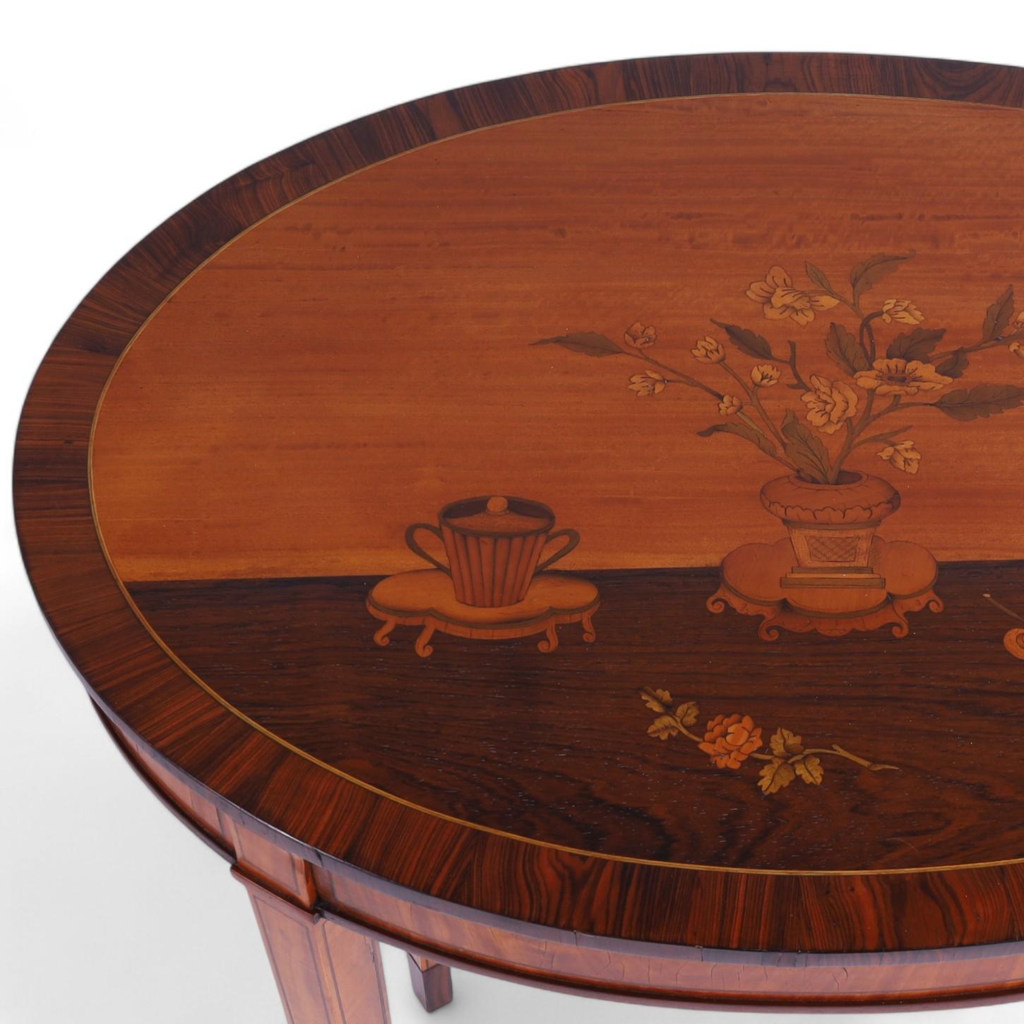 Pair of Antique English Neoclassic Stands or Tables with Inlaid Chinoiserie For Sale 2