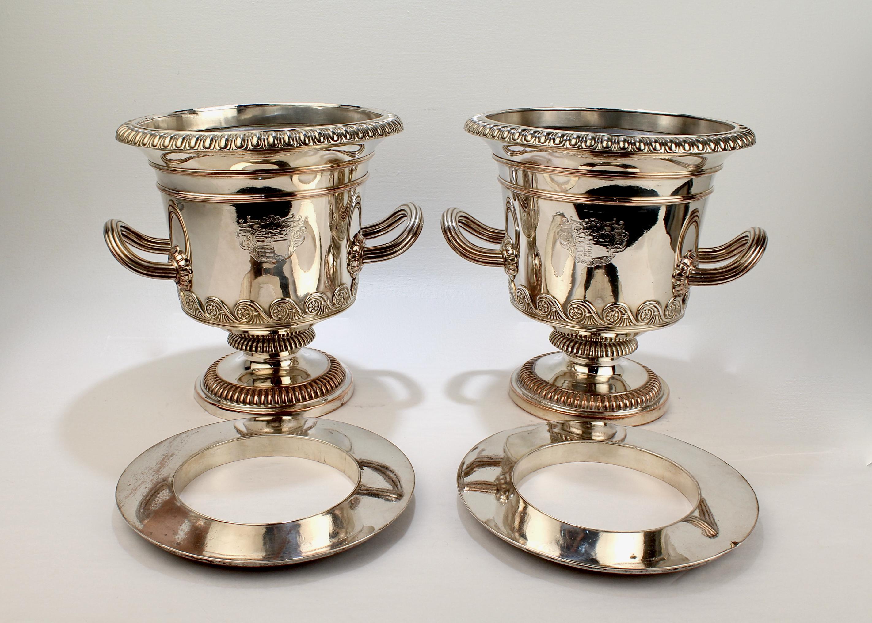 Pair of Antique English Neoclassical Sheffield Plate Wine or Champagne Coolers 10