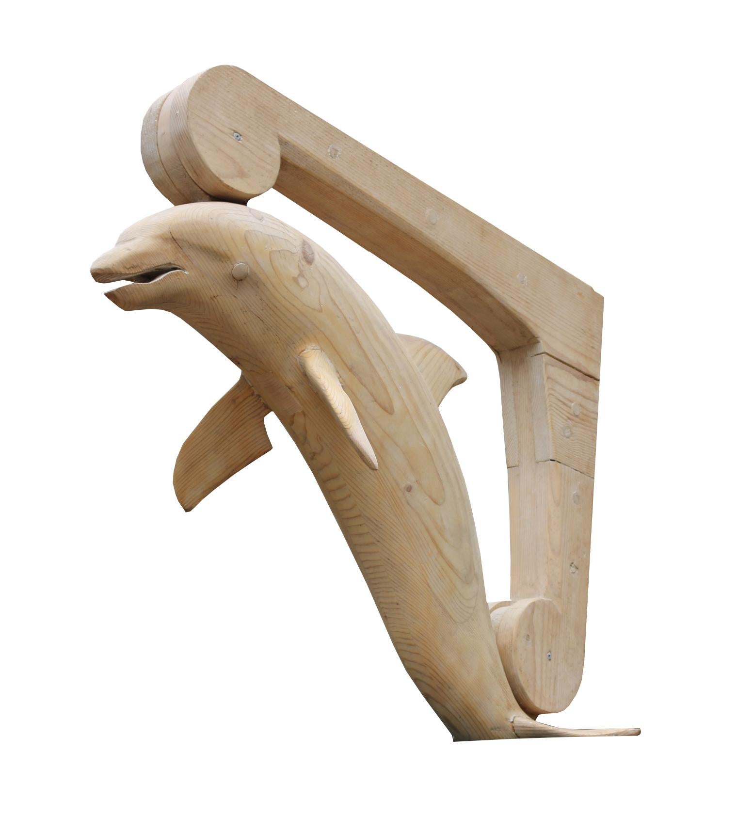 20th Century Pair of Antique English Pine Dolphin Brackets For Sale