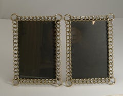 Pair of Antique English Polished Brass Ring Photograph Frames, circa 1890