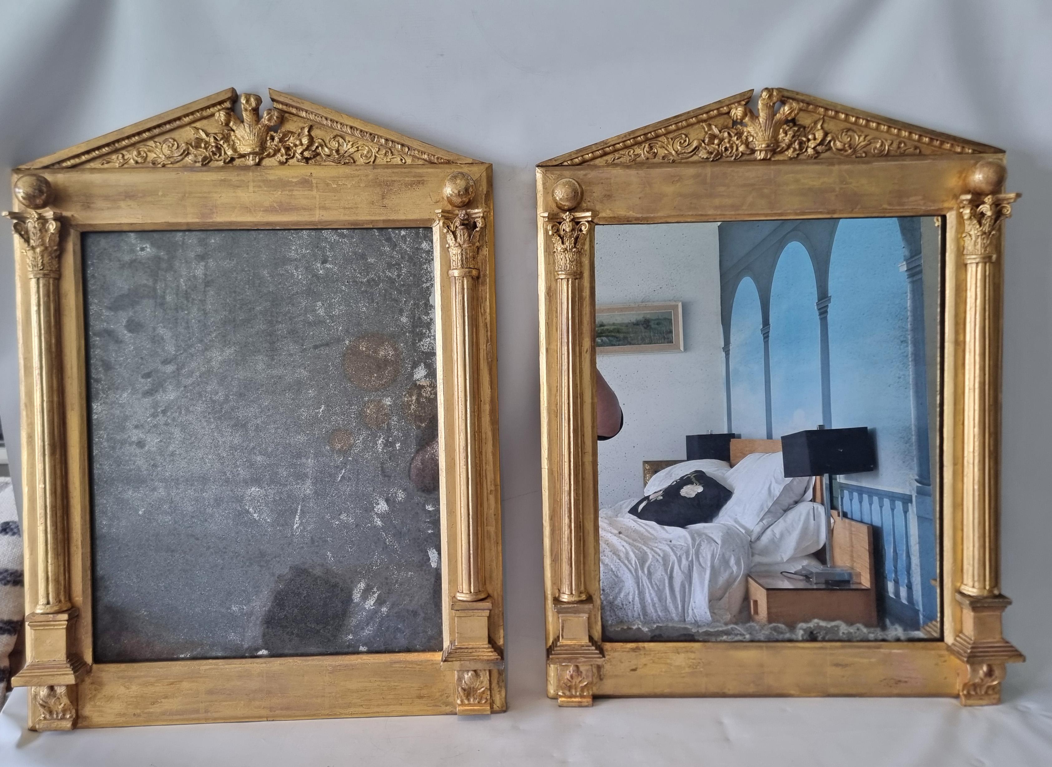 Paire d'anciens miroirs dorés de style Régence anglaise Bon état - En vente à London, GB