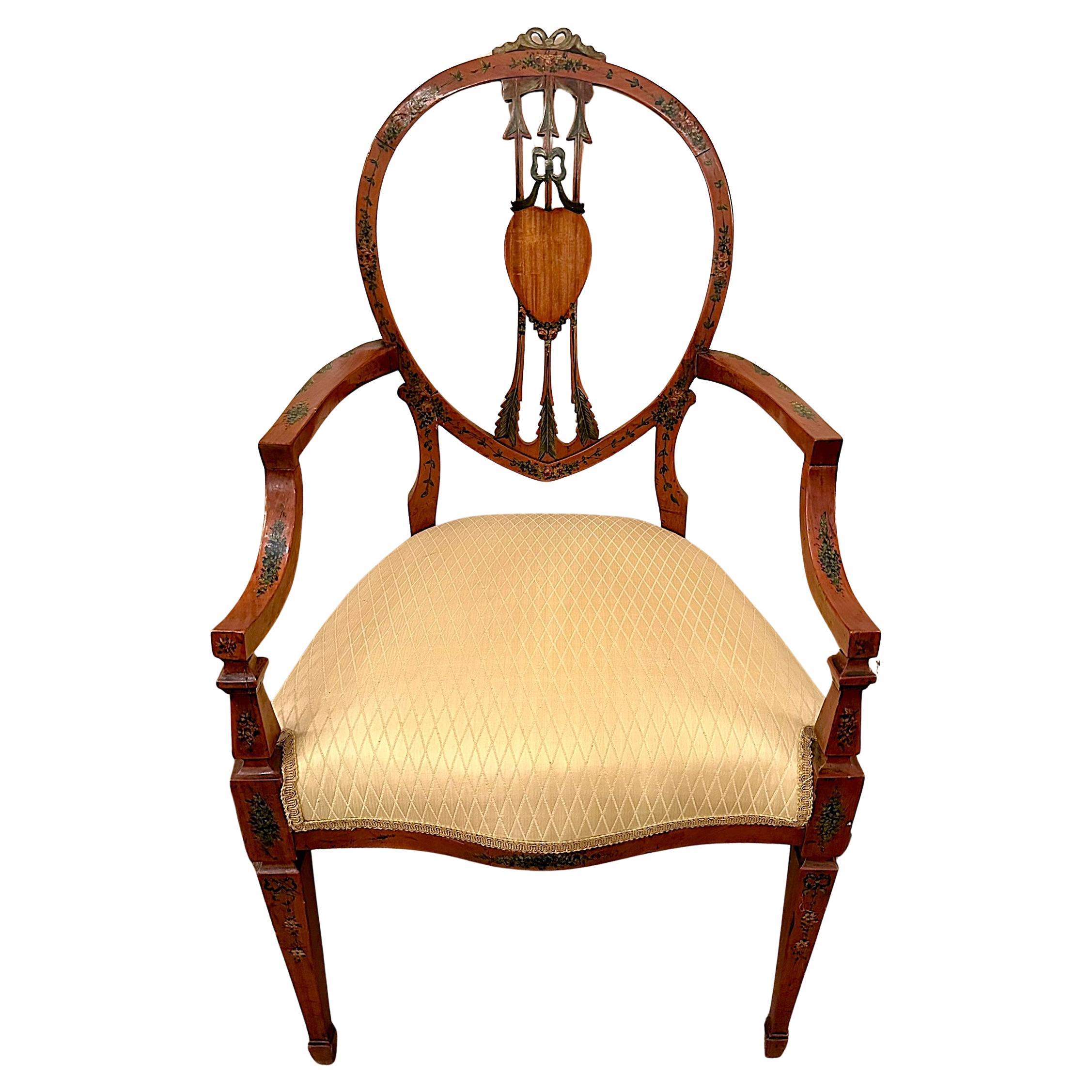 Anglais Paire d'anciens fauteuils anglais en bois satiné, vers 1890-1910. en vente