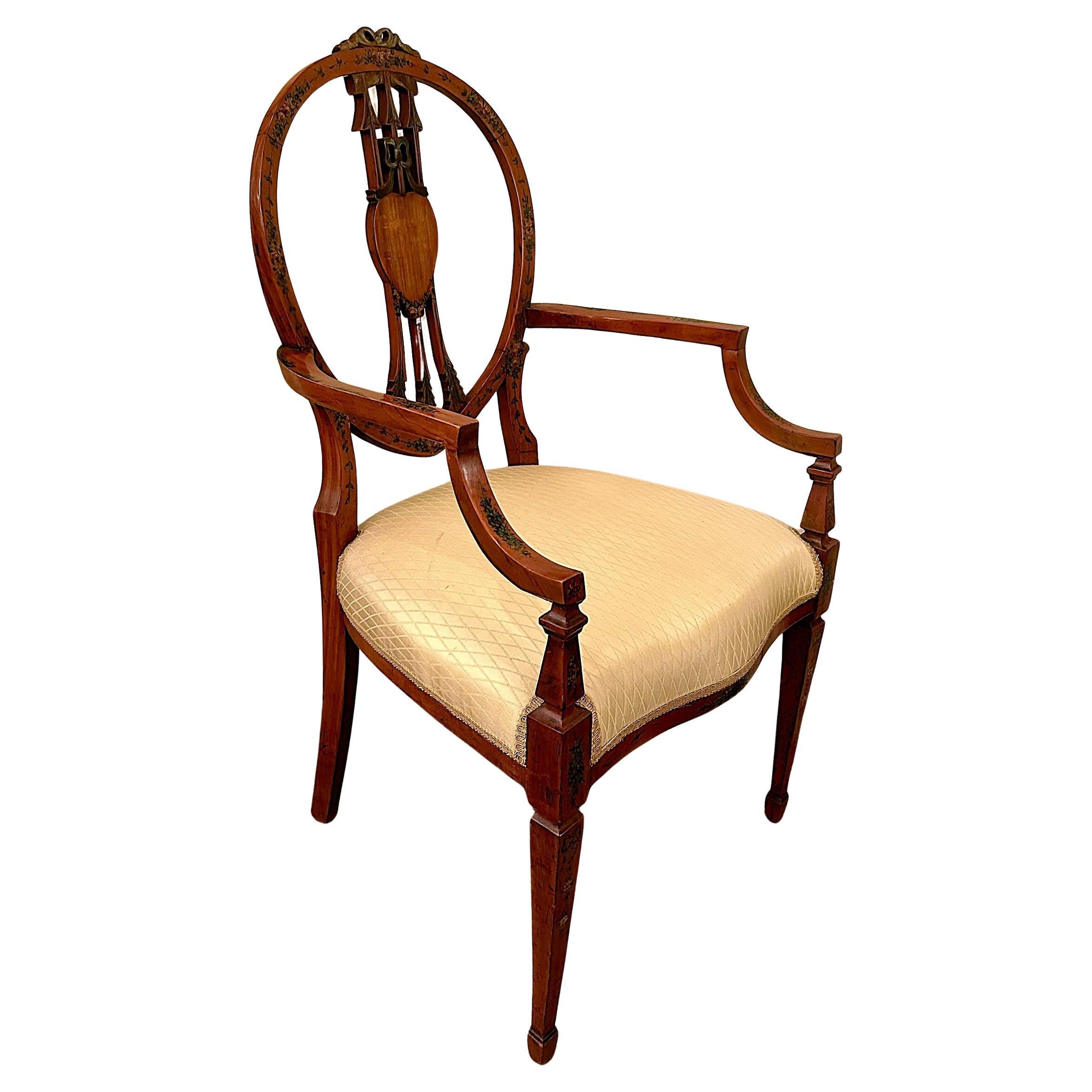 Paire d'anciens fauteuils anglais en bois satiné, vers 1890-1910. Bon état - En vente à New Orleans, LA