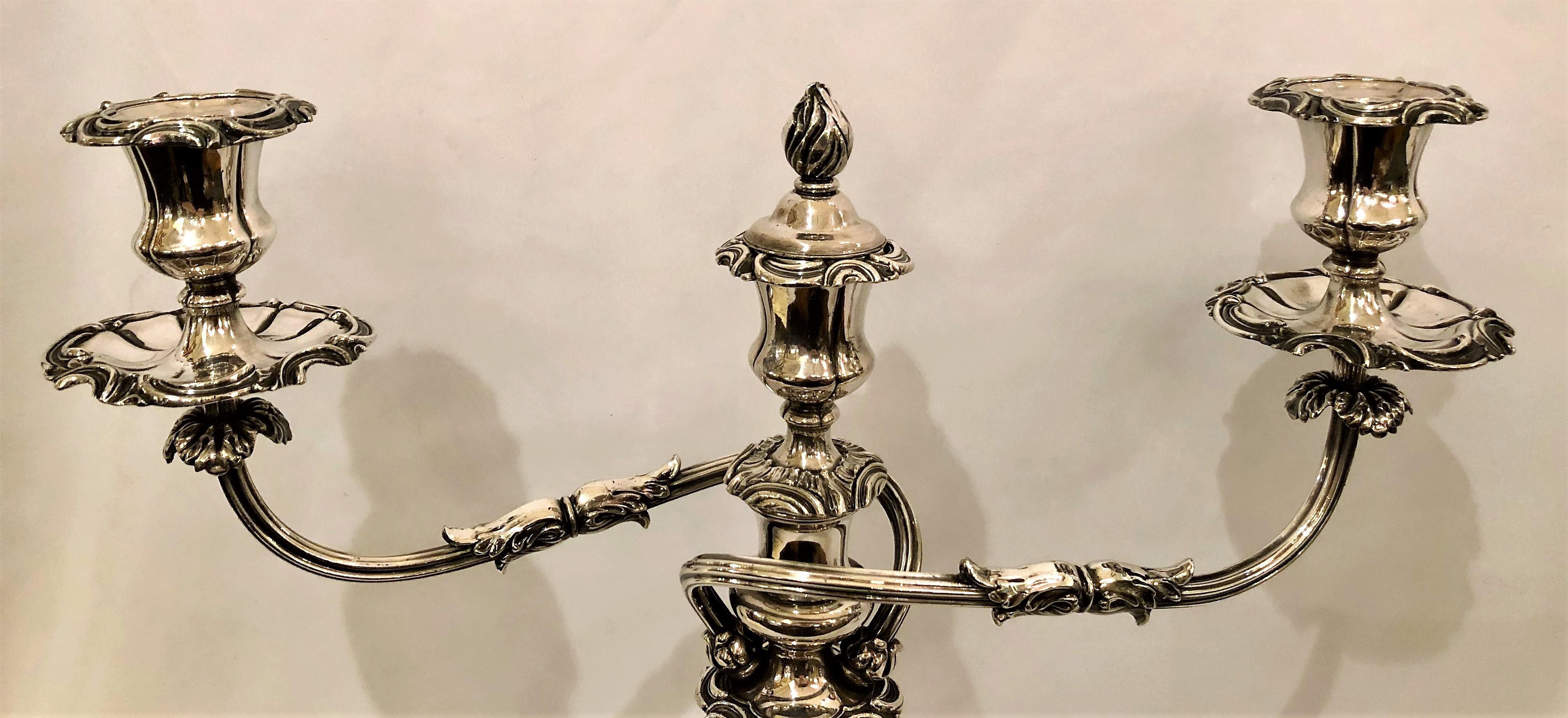 Silver Plate Pair of Antique English Sheffield Candelabra