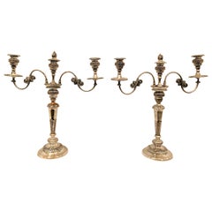 Pair of Antique English Sheffield Silver Candelabra