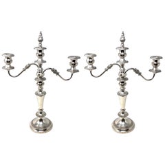 Pair of Antique English Sheffield Silver-Plate Candelabra, Circa 1890