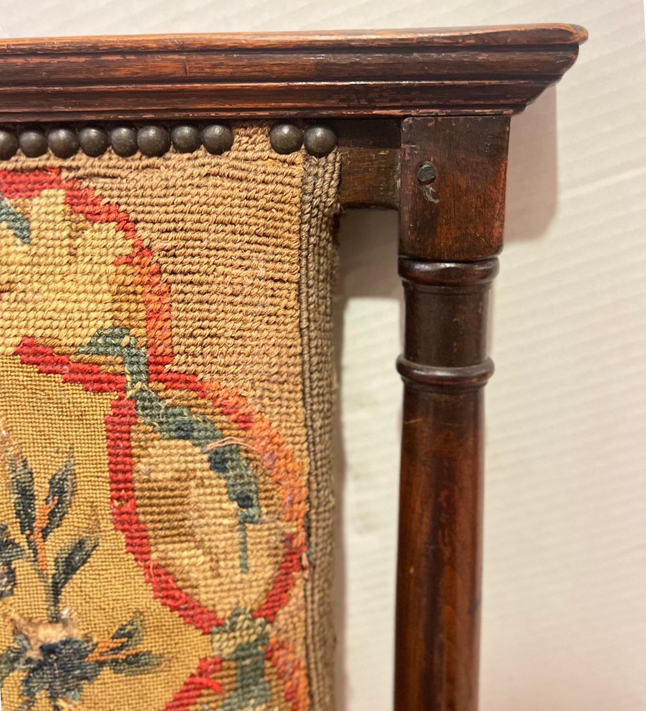Needlepoint Pair of Antique English Side Chairs For Sale