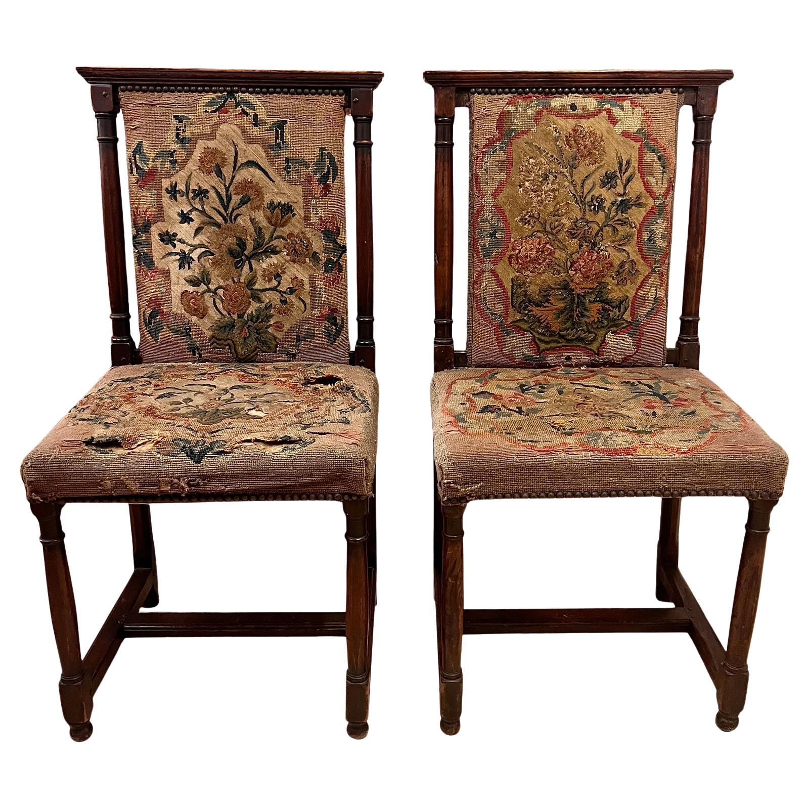 Pair of Antique English Side Chairs For Sale