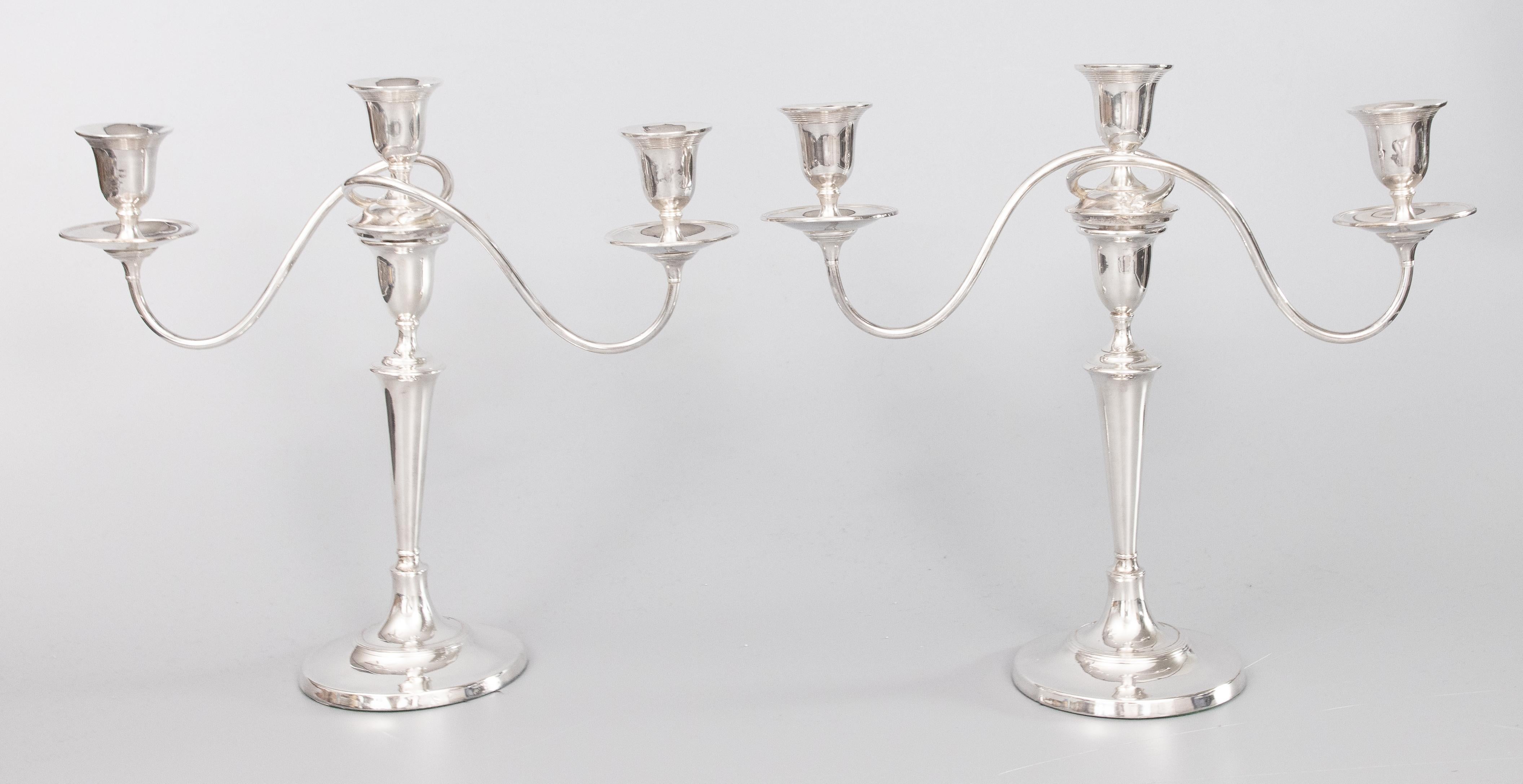 20th Century Pair of Antique English Silver Plate Candelabras