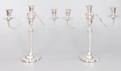 Pair of Antique English Silver Plate Candelabras 