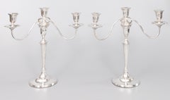 Pair of Antique English Silver Plate Candelabras