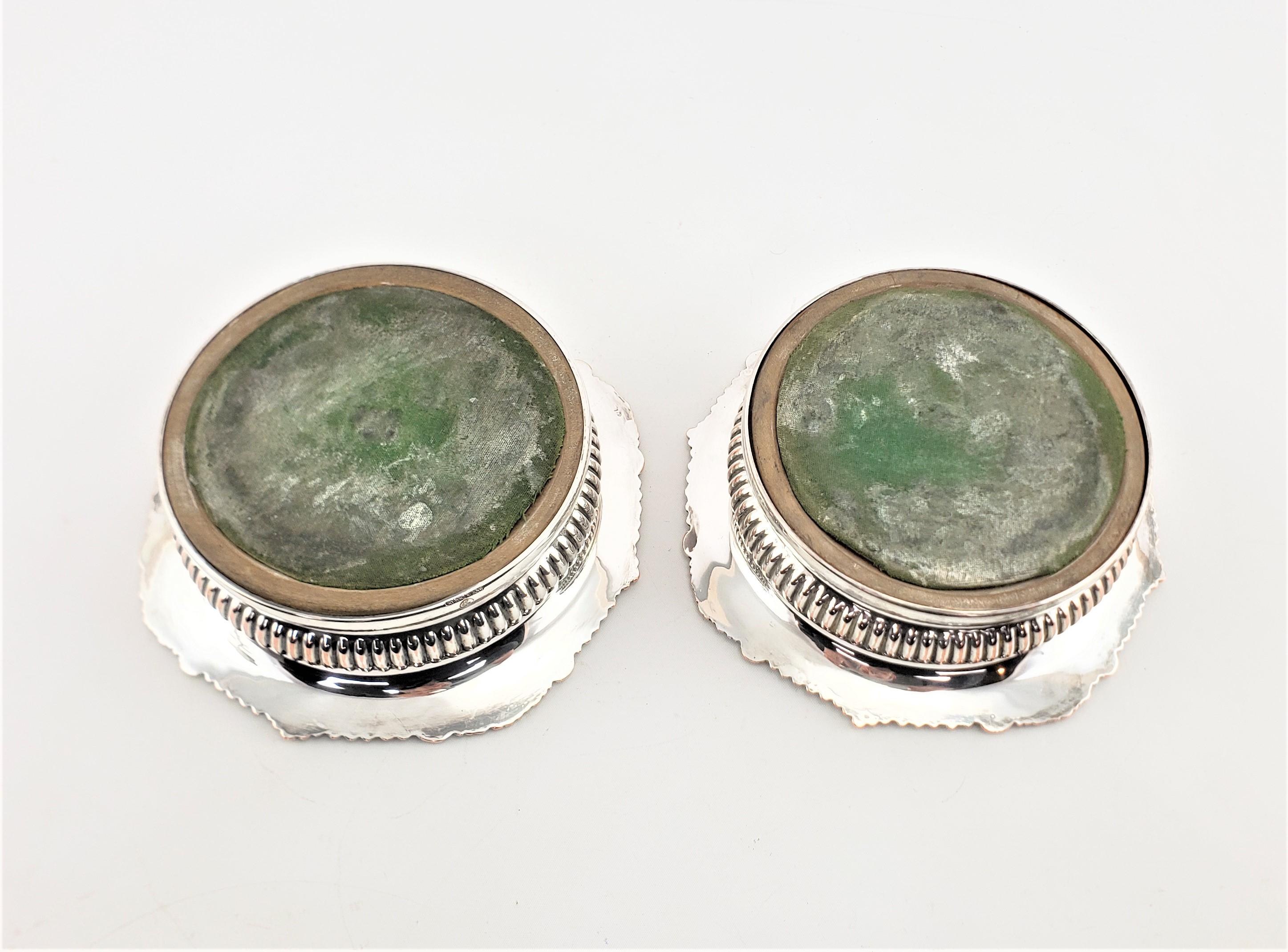 Pair of Antique English Silver Plated Bottle Coasters with Turned Wooden Inserts For Sale 2