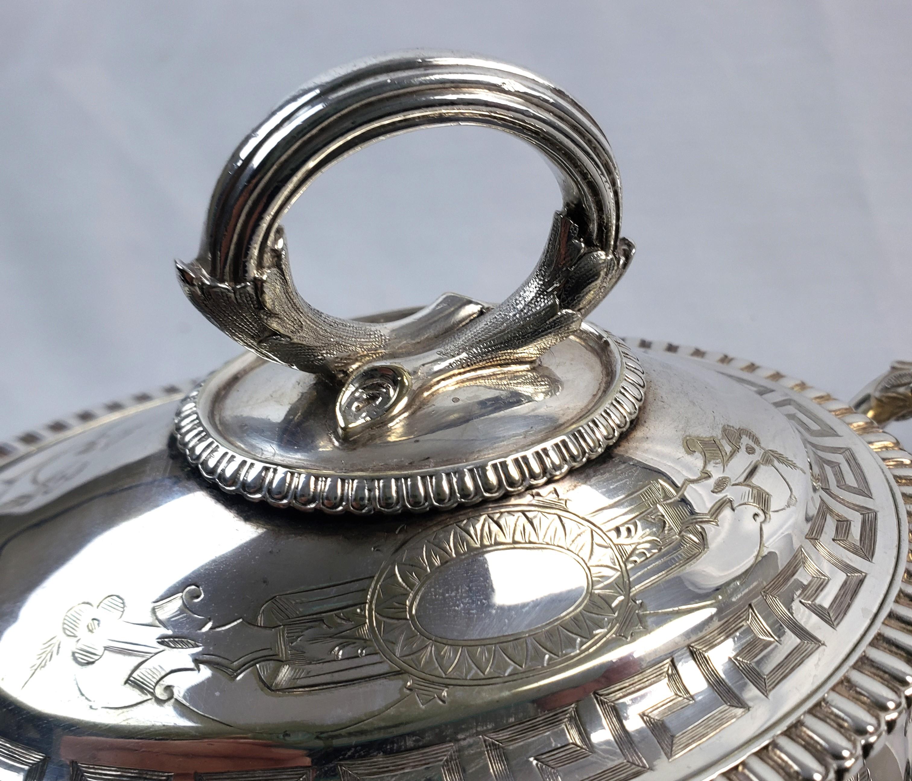 Pair of Antique English Silver Plated Covered Sauce Tureens For Sale 5