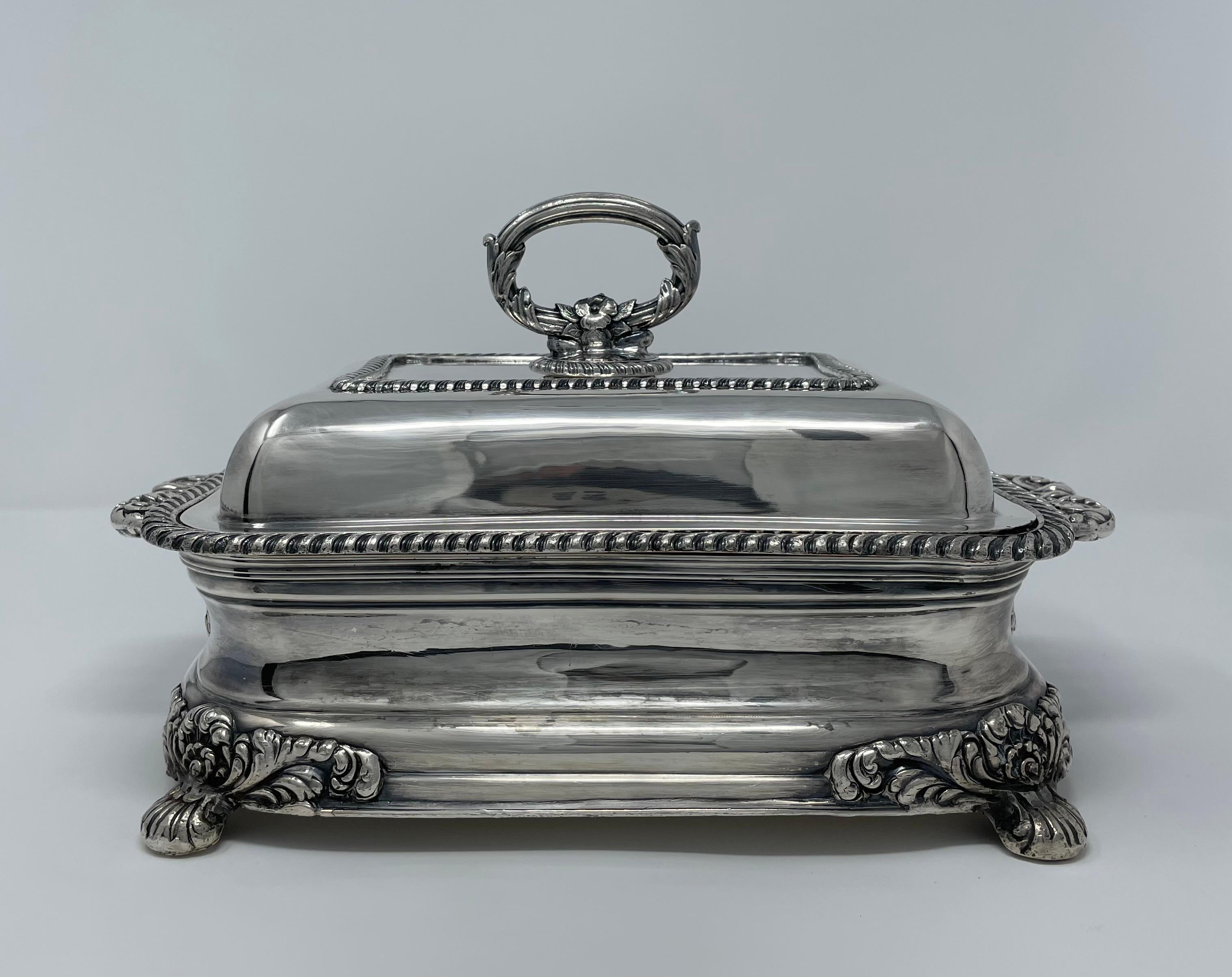 Pair of Antique English Silver-Plated Entree Dishes, circa 1830-40.