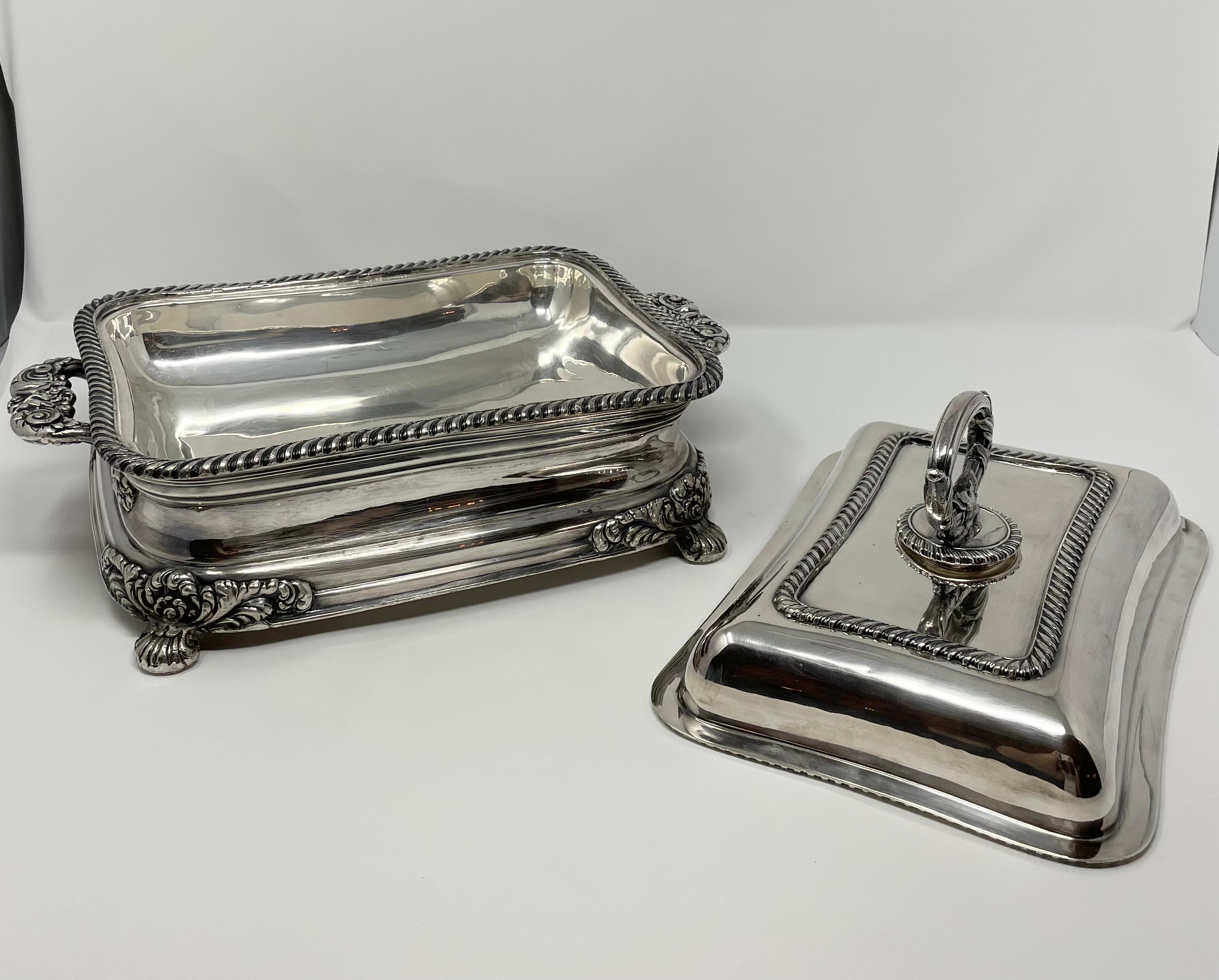 Pair of Antique English Silver Plated Entree Dishes, circa 1830-40 1
