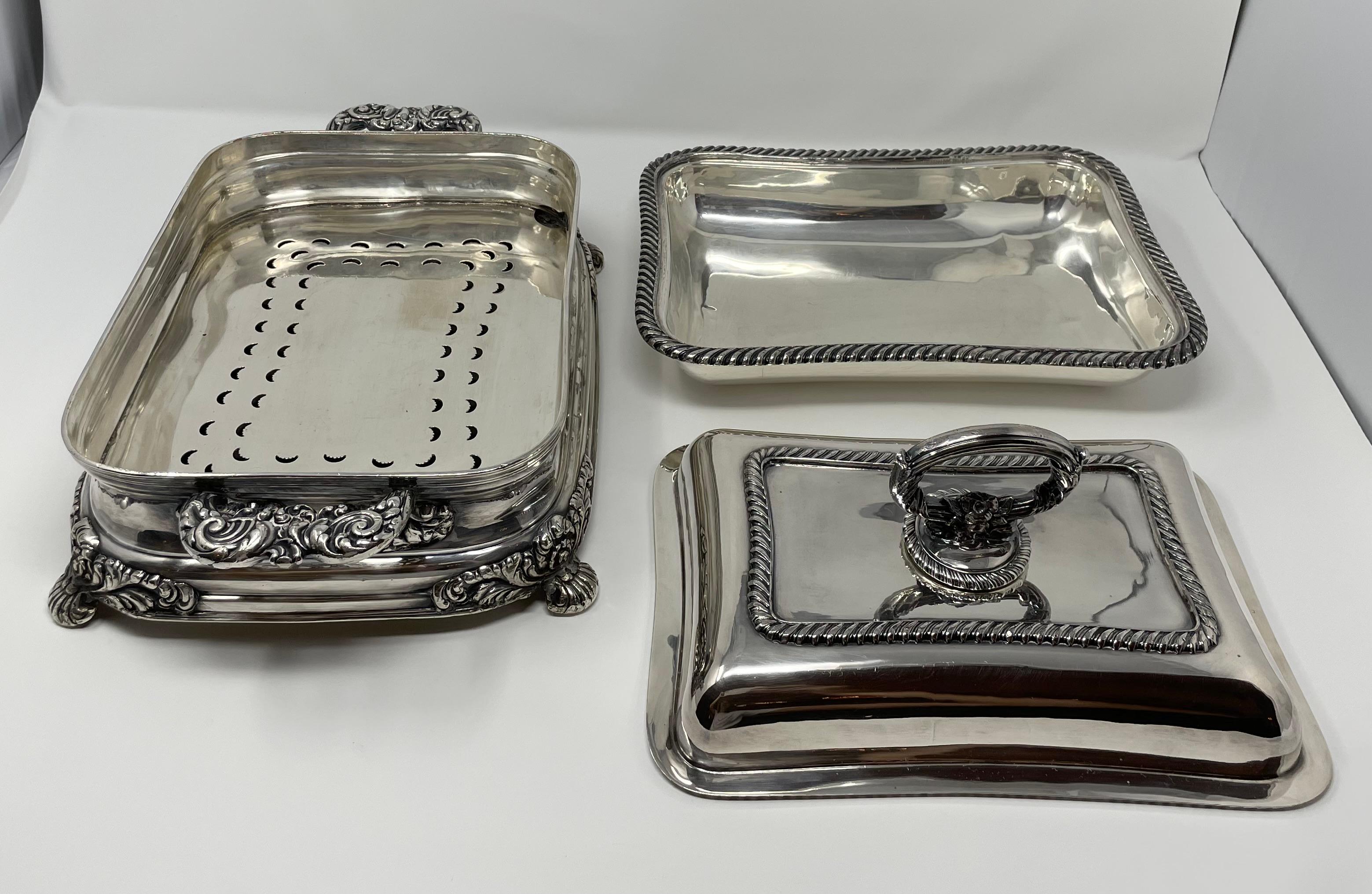 Pair of Antique English Silver Plated Entree Dishes, circa 1830-40 2