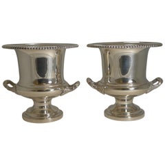 Pair of Antique English Silver Plated Wine or Champagne Coolers, circa 1910-1920