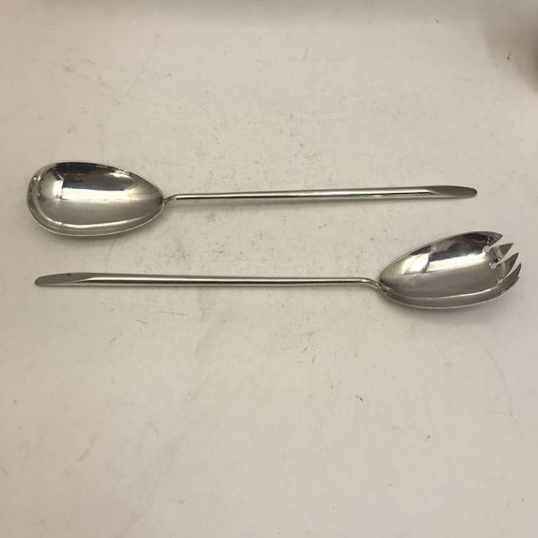 Early 20th Century Pair of Antique English Silver Salad Servers