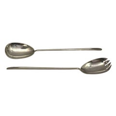 Pair of Antique English Silver Salad Servers