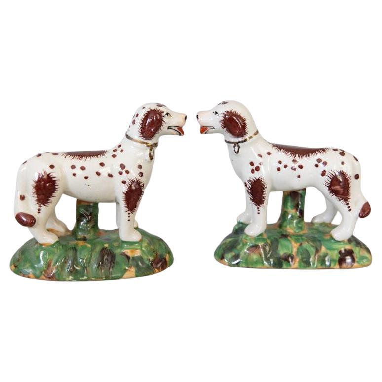 Pair of Antique English Staffordshire Dogs Figurines For Sale at 1stDibs