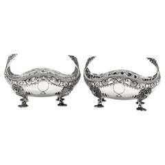Pair of Antique English Sterling Silver Fruit Dishes