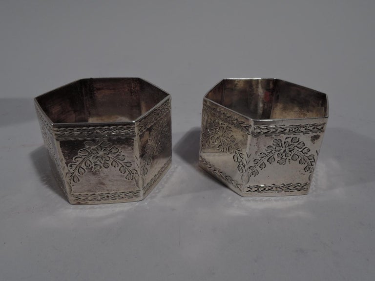 Pair of Antique English Sterling Silver Napkin Rings For Sale at 1stDibs