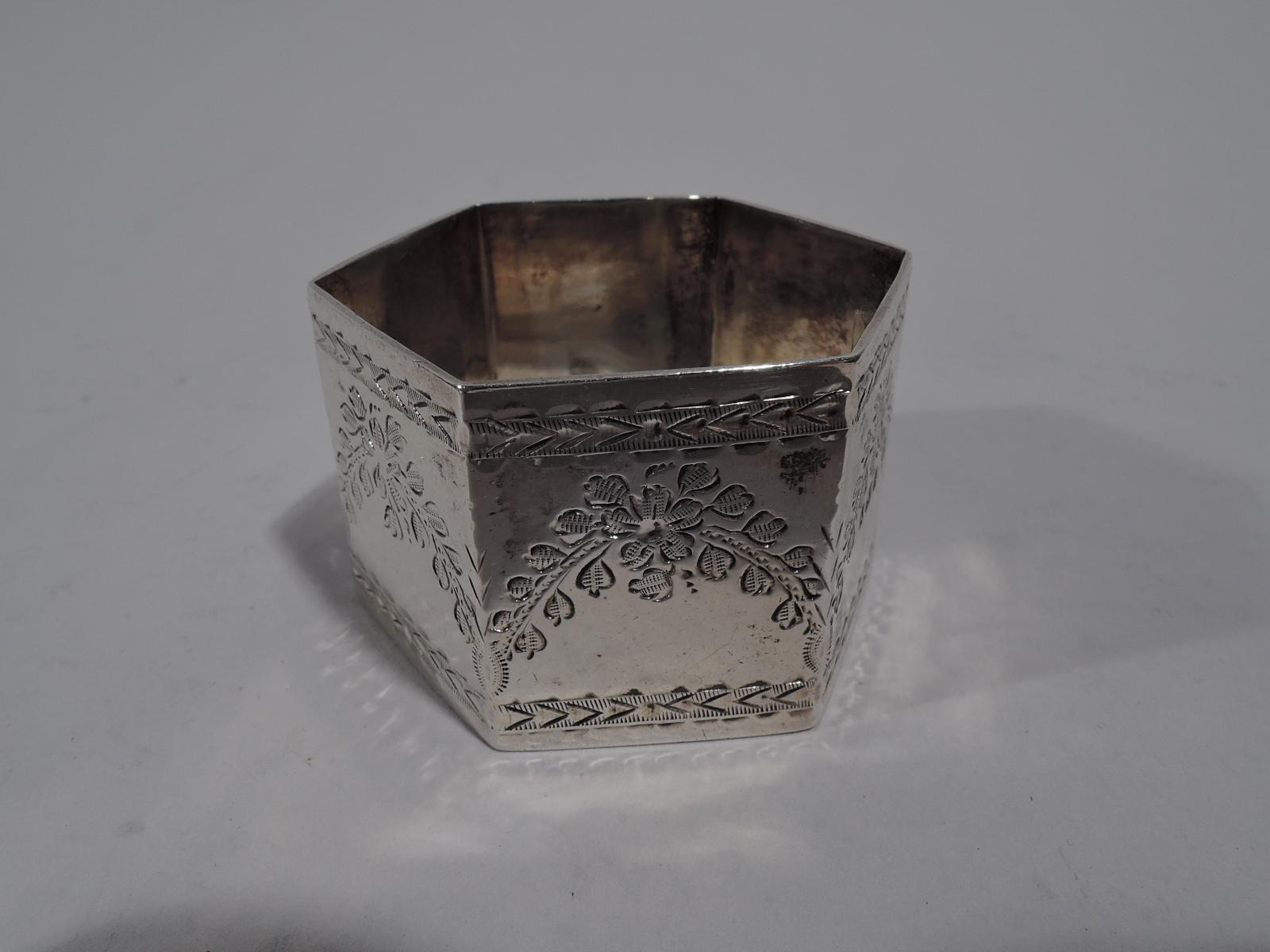 Victorian Pair of Antique English Sterling Silver Napkin Rings