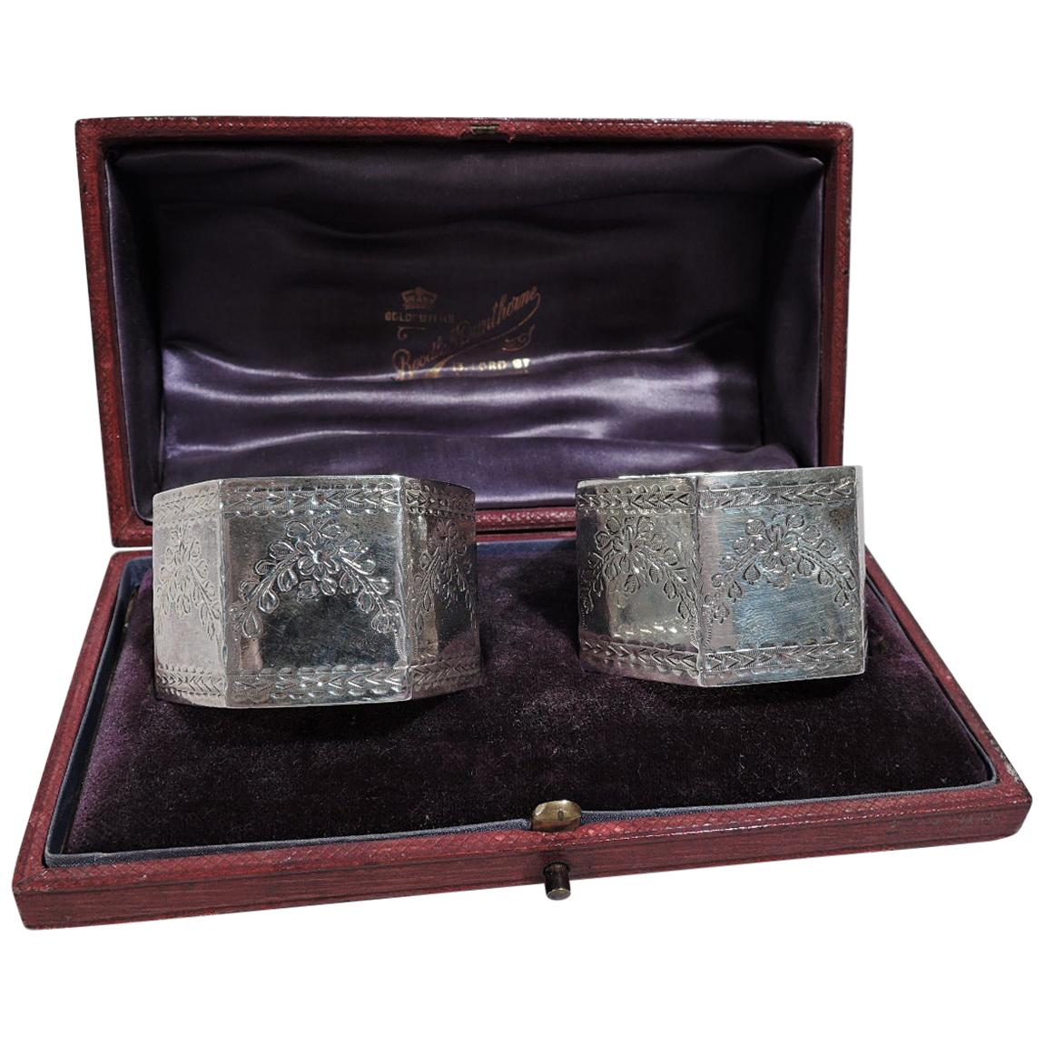 Pair of Antique English Sterling Silver Napkin Rings