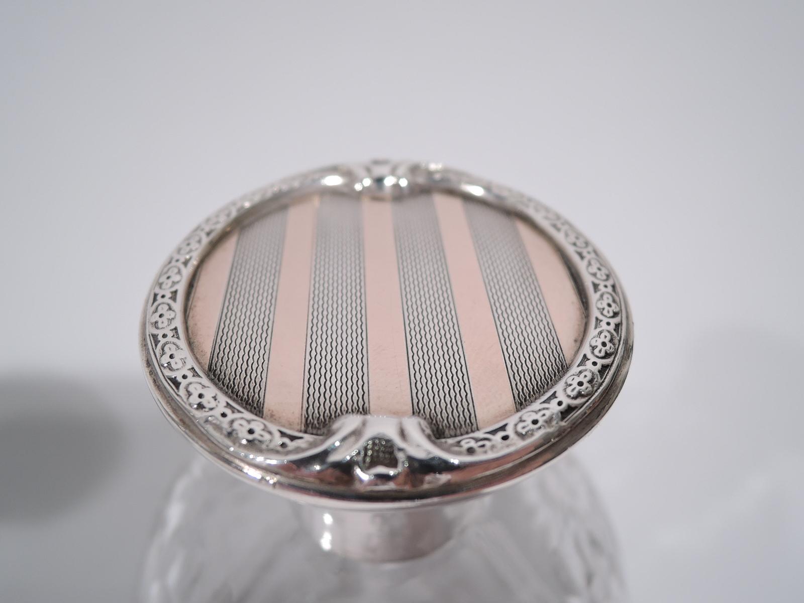 Pair of Antique English Sterling Silver, Pink Gold & Crystal Perfumes In Excellent Condition In New York, NY