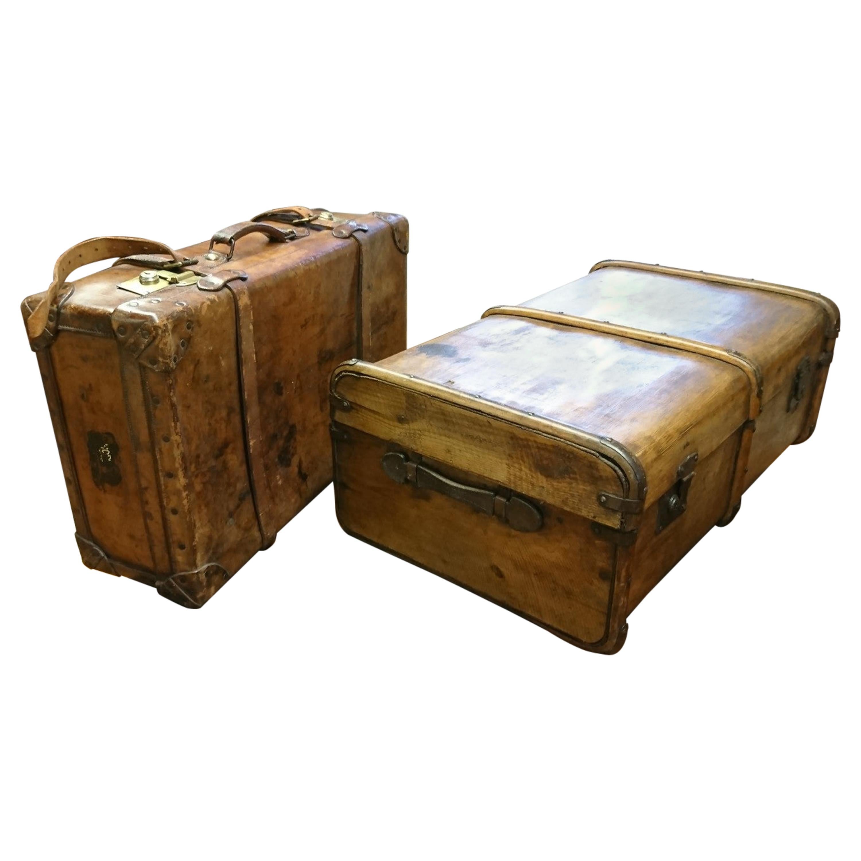 Pair of Antique English Suitcases