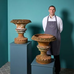 Pair of Antique English Terracotta Garden Planters