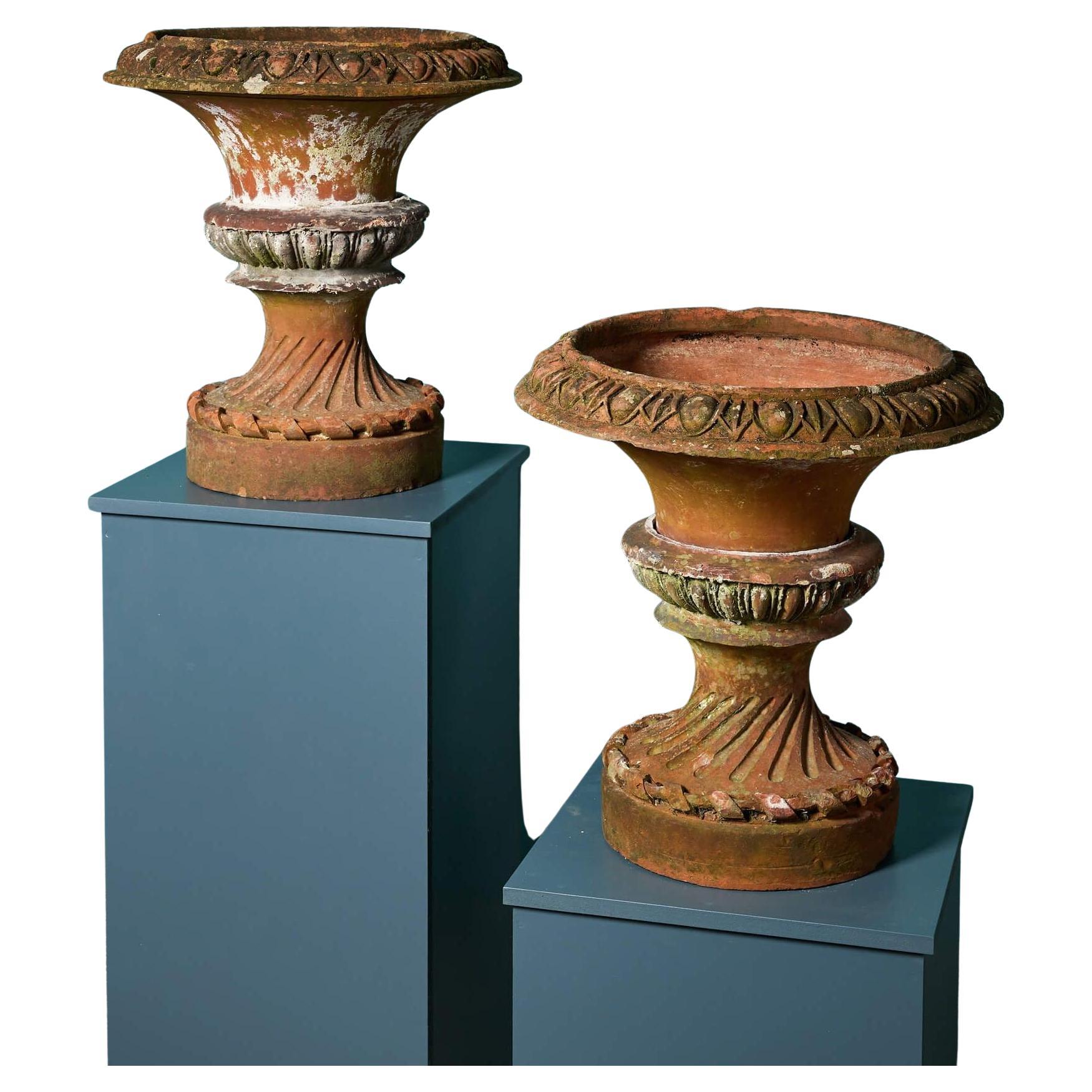 Pair of Antique English Terracotta Garden Planters