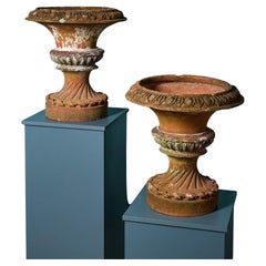 Pair of Antique English Terracotta Garden Planters