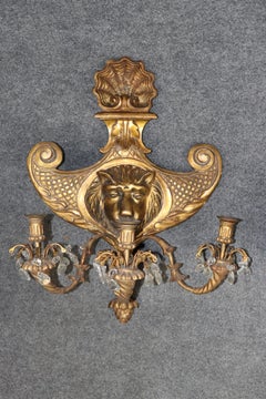 Pair of Antique English Turn of the century Carved Gilt Wood Sconces