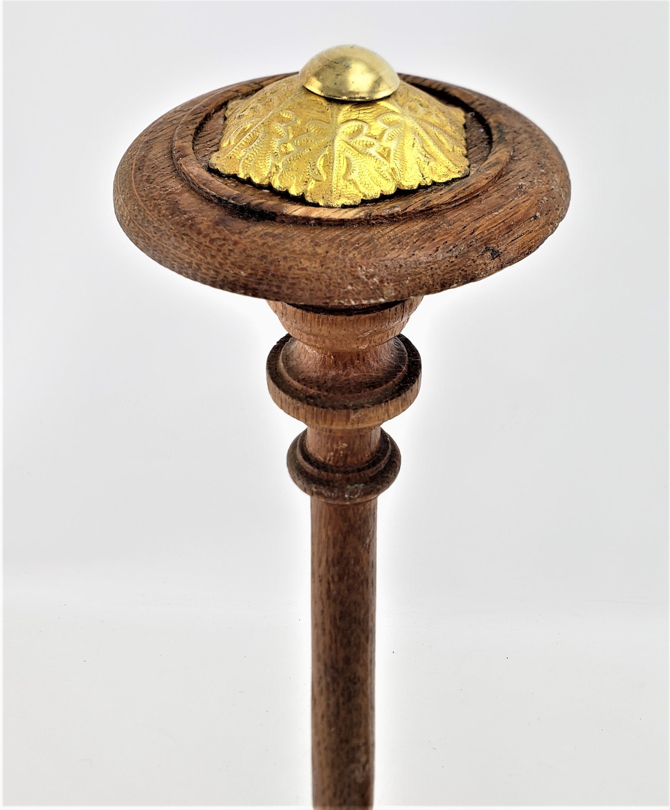 19th Century Pair of Antique English Turned Oak Mercantile Hat Stands w/ Engraved Brass Caps For Sale