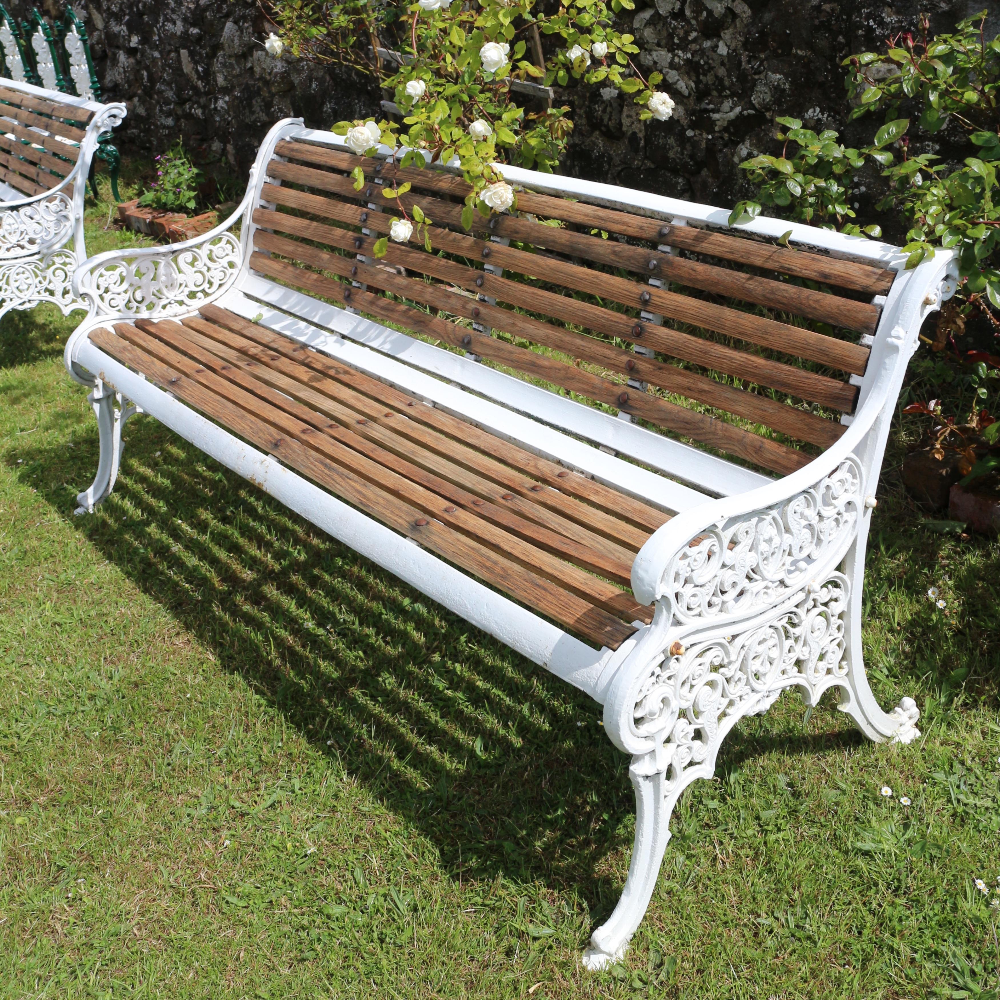 Pair of Antique English Victorian Cast Iron Garden Seats/Benches 4