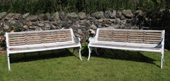 Pair of Antique English Victorian Cast Iron Garden Seats/Benches