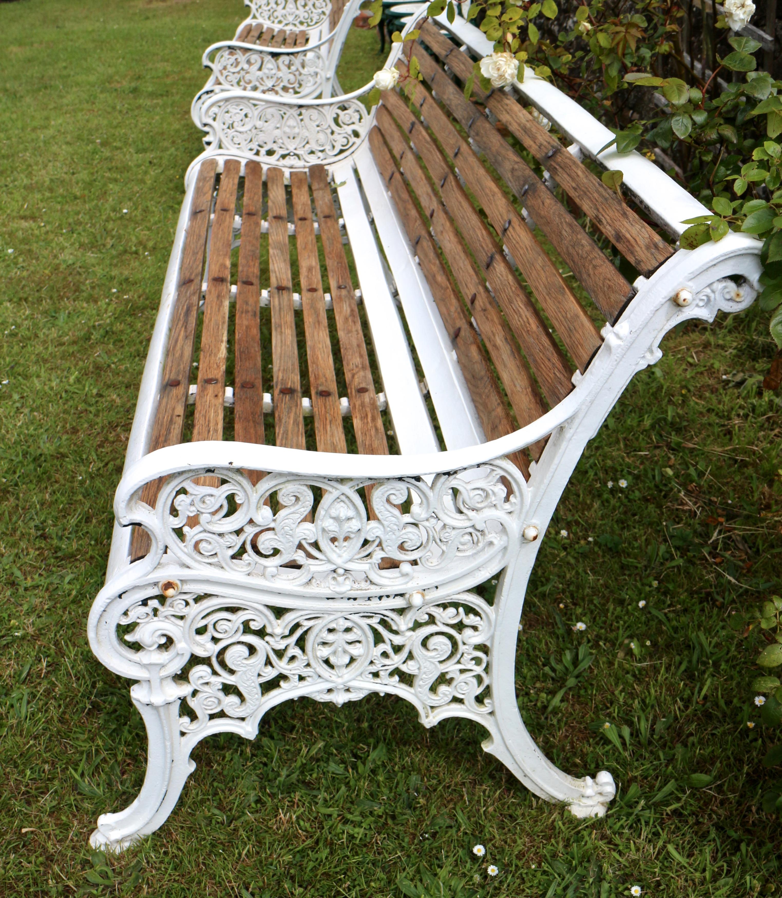 Pair of Antique English Victorian Cast Iron Garden Seats/Benches 1