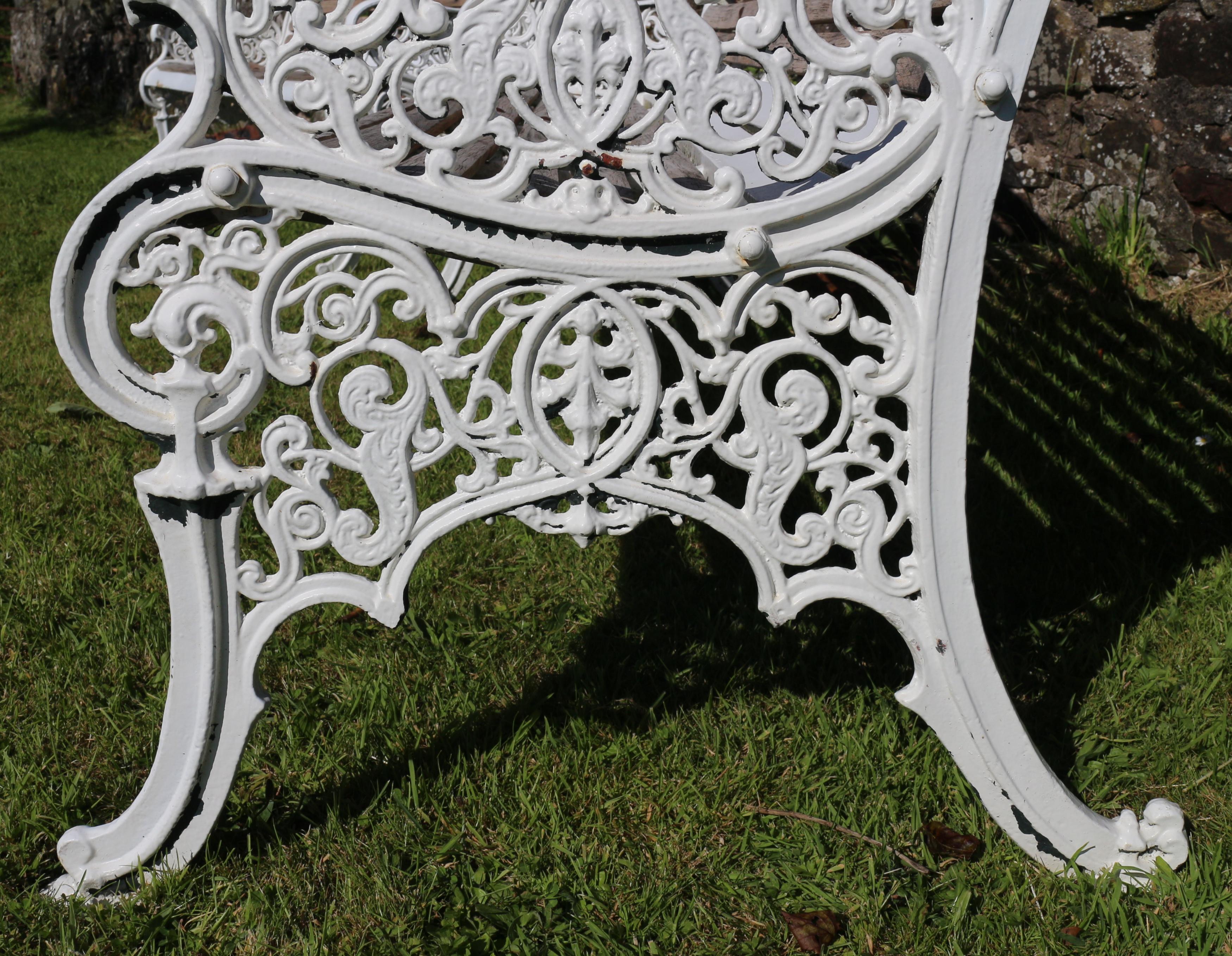 Pair of Antique English Victorian Cast Iron Garden Seats/Benches 2