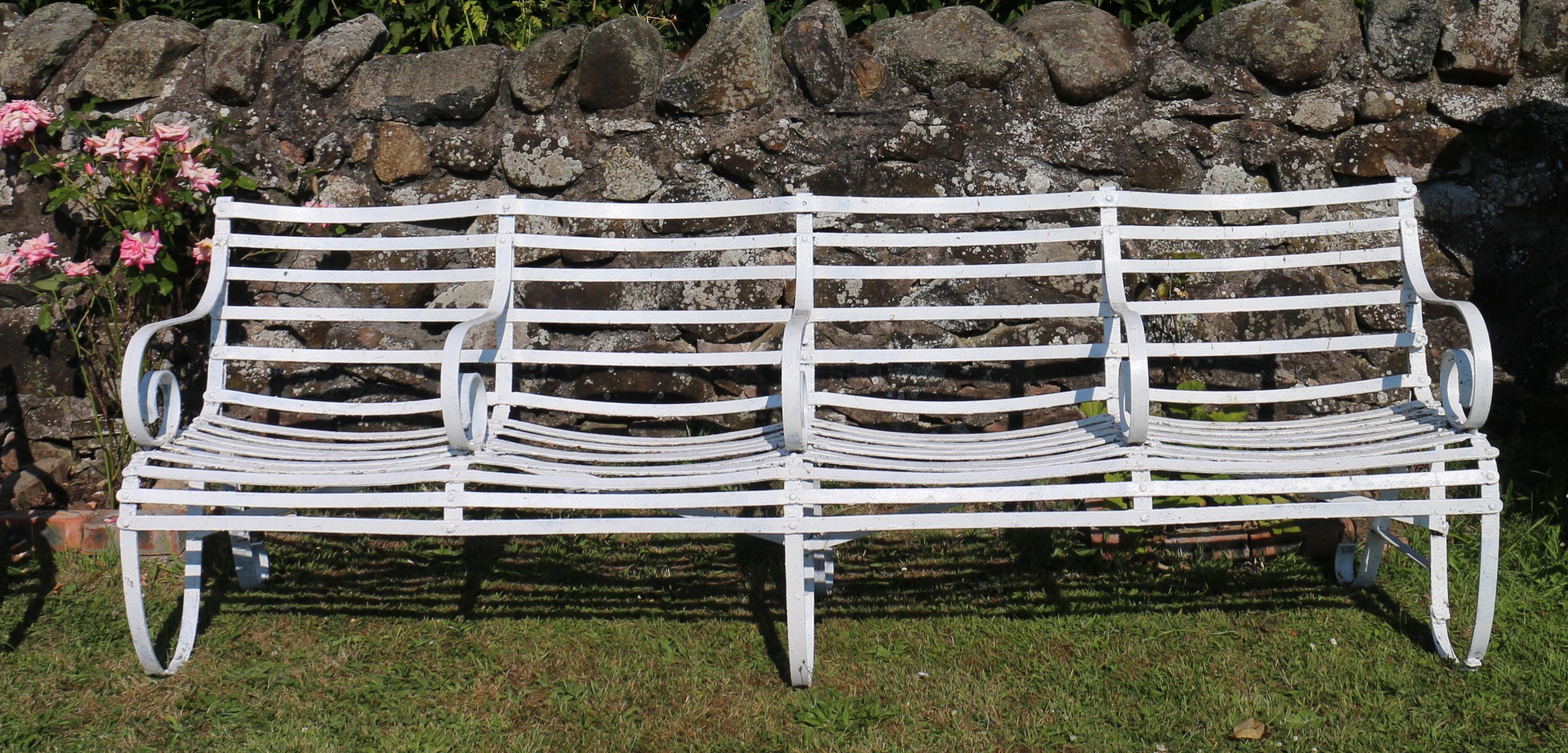 Pair of Antique English Victorian Wrought Iron Garden or Park Seats / Benches For Sale 7