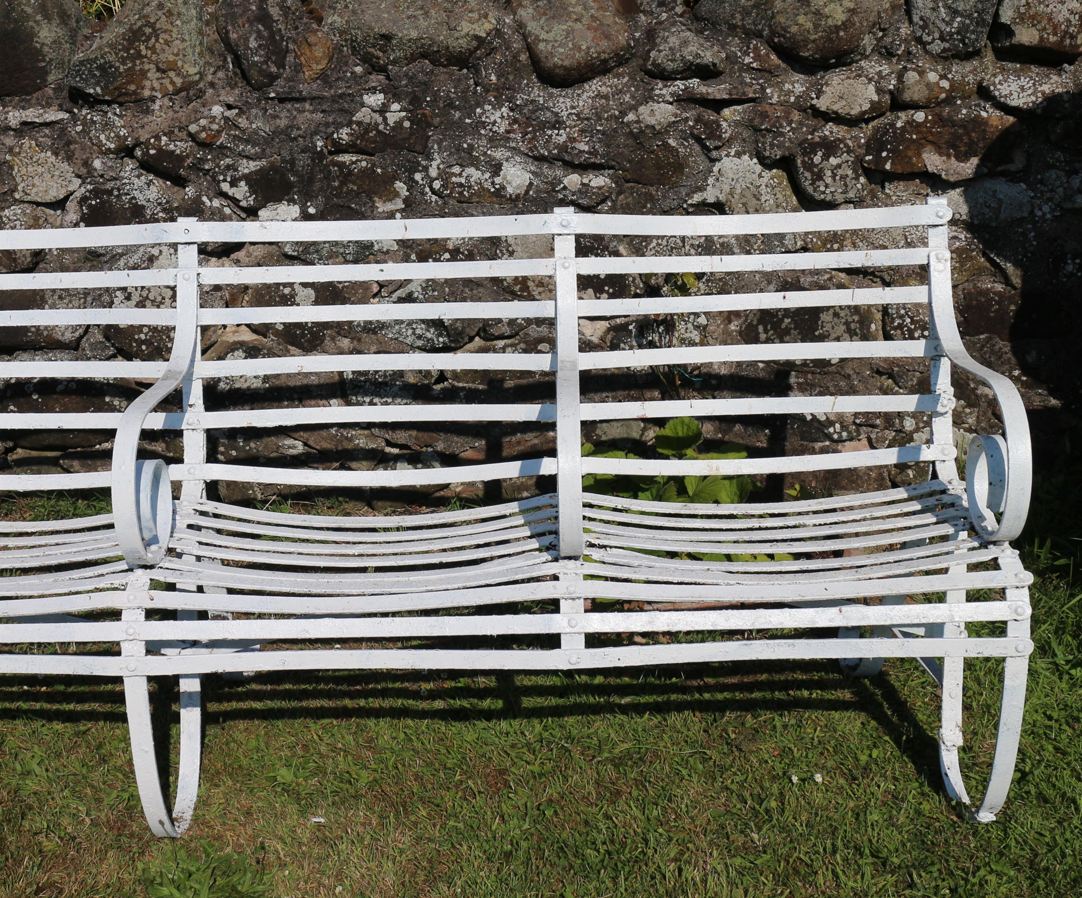 Pair of Antique English Victorian Wrought Iron Garden or Park Seats / Benches For Sale 9