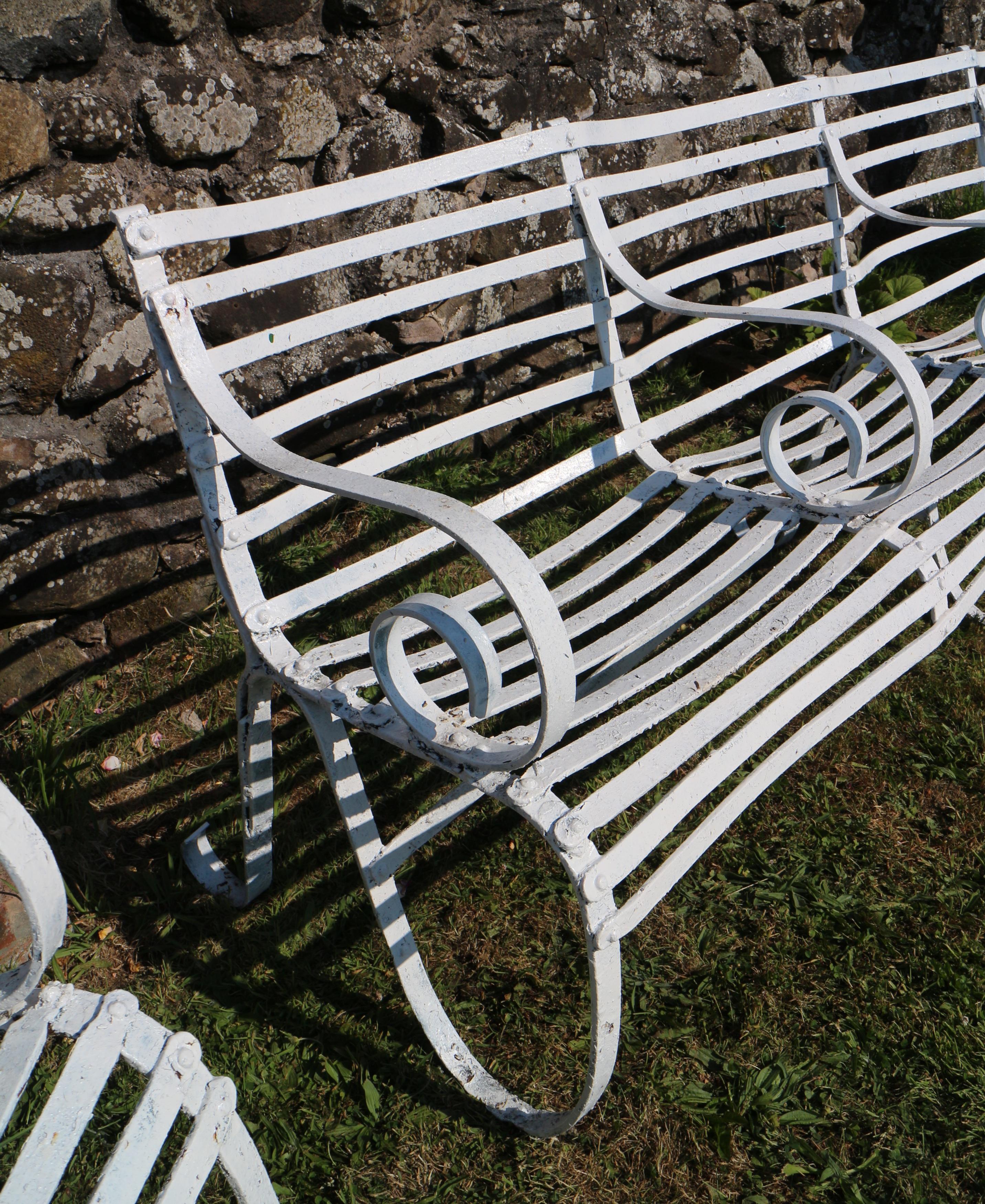 Pair of Antique English Victorian Wrought Iron Garden or Park Seats / Benches For Sale 10