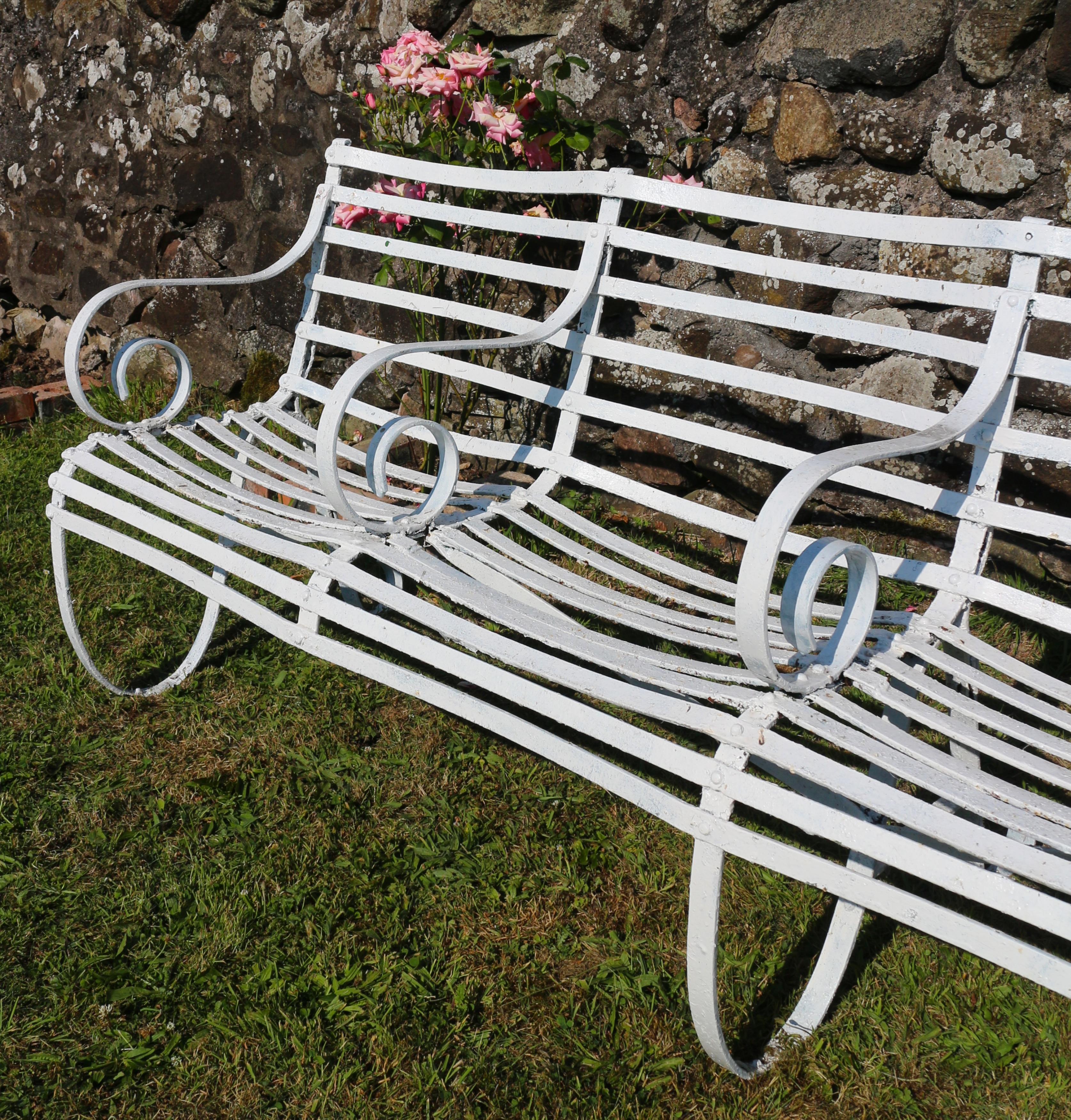 Pair of Antique English Victorian Wrought Iron Garden or Park Seats / Benches For Sale 14